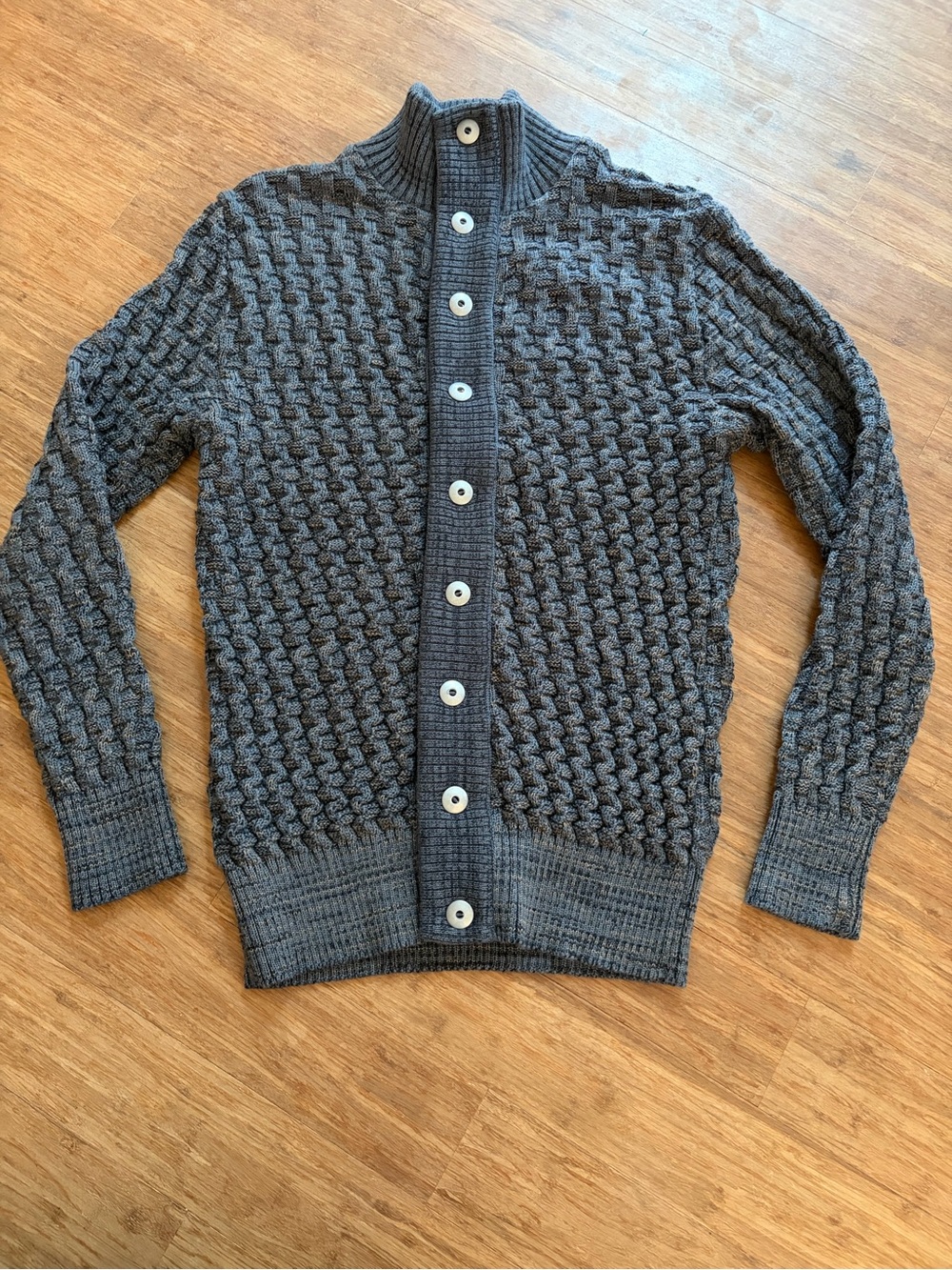 S.N.S. Herning - Stark Cardigan - XXL (fits trim) Blue Brown 100% wool fisherman